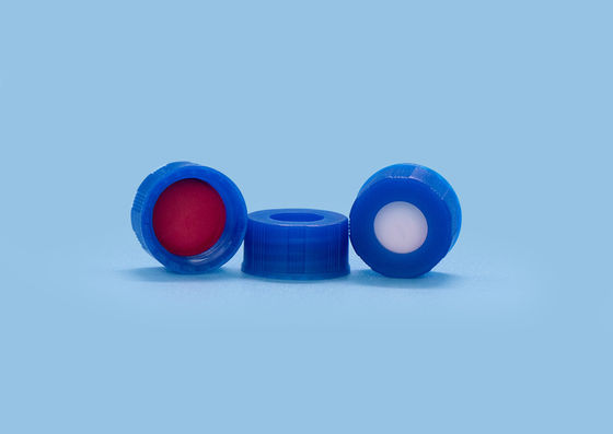 Biru Injeksi Plastik Farmasi PTFE Hplc Vial Caps